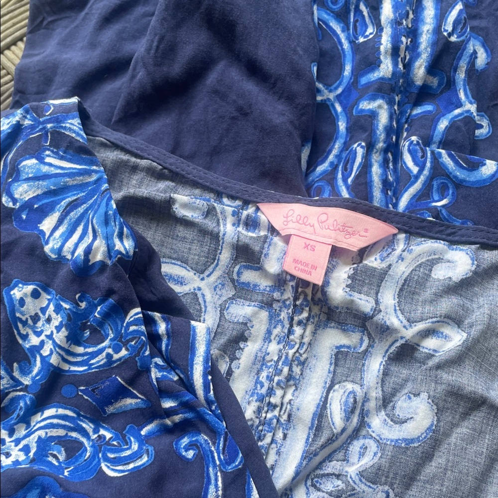 Lilly Pulitzer Navy and White Floral Dress